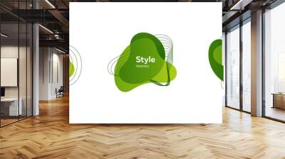 Set of abstract modern green graphic elements. Dynamic colored forms and line. Gradient abstract banners with flowing liquid shapes. Template for logo, flyer, presentation design. Vector illustration Wall mural