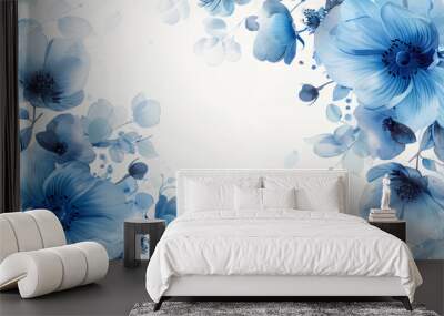 light blue floral background for online presentation Wall mural