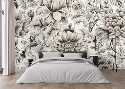 luxurious seamless floral vintage pattern. Generative AI Wall mural