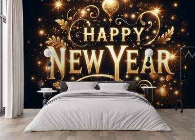 Happy new year, new year, new year eve, new, year eve, christmas, christmas eve Wall mural