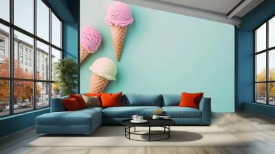 Ice cream summer dessert top view background Wall mural