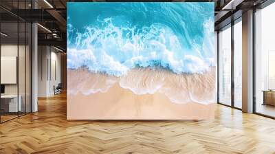 Ocean waves top view, beach scene summer holiday banner, top view Wall mural