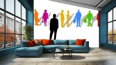 colorful business silhouettes Wall mural