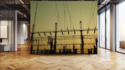 High voltage electric tower line Wall mural