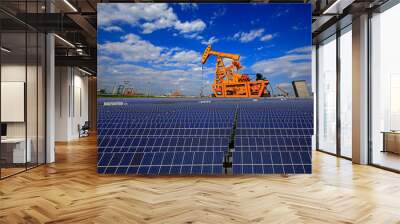 Oil pump with solar panels Wall mural