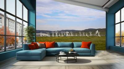 Radio telescope observatory and the blue sky white clouds Wall mural