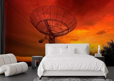 The silhouette of a radio telescope observatory Wall mural