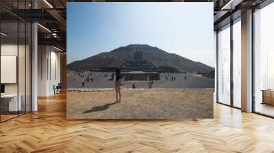 Teotihuacan, Mexico, circa february 2017: View on the pyramid of the sun in Archeological site Teotihuacan, Mexico Wall mural