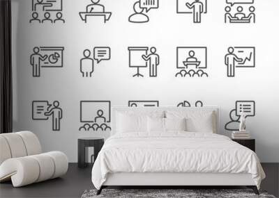 business presentation line icons. editable stroke. pixel perfect. Wall mural