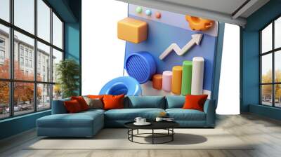 3d Online marketing, financial report chart, data analysis, and web development concept. Wall mural