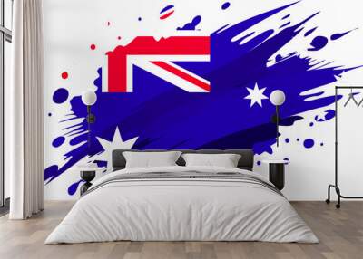 australia flag painted with Grunge brush stroke, watercolor flag Wall mural