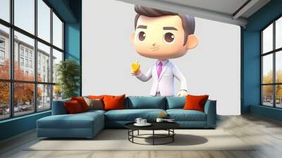 Cute Businessman in Action Character Presenting with Enthusiasm and Style Wall mural