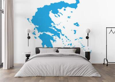 greece map. high detailed blue map of greece on png transparent background. Wall mural