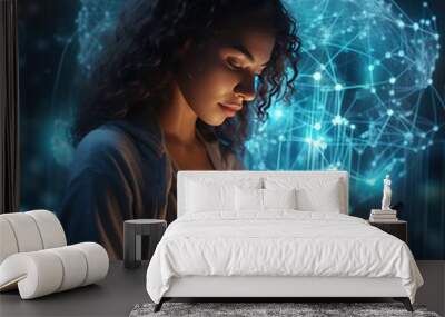 Staying up to date with technology in a fast moving world, concept. 
 Wall mural