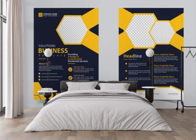 yellow and Black Cover Designs for Annual Report, Brochures, Flyers, Presentations, Leaflet, Magazine A4 Size. Cover template design vector Wall mural