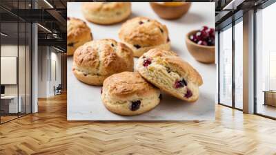 Collection of cookies in different angles isolated on white background. Mock up, graphic resources, well isolated Wall mural