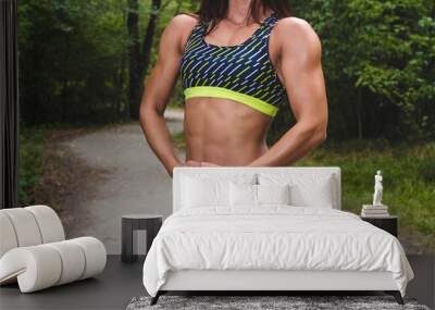 Healthy sporty caucasian woman, outdoor. fitness gym concept Wall mural