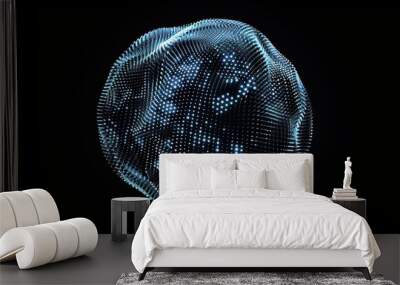 Abstract futuristic sphere made of dots and lines. Concept of technology, science, big data, network, digital communication, artificial intelligence Wall mural