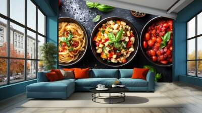 Pasta, Sauce, and Veggie Dish Wall mural