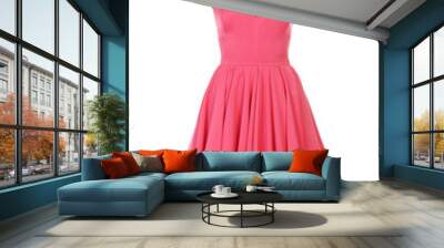 A vertical shot of the beautiful pink dress isolated on the white background Wall mural