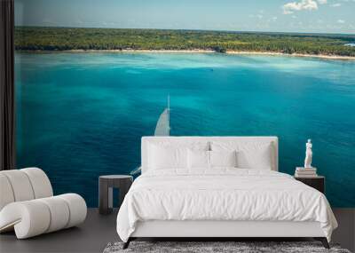 Boat in the caribbean sea with tropical water in dominican republic on paradise  Wall mural