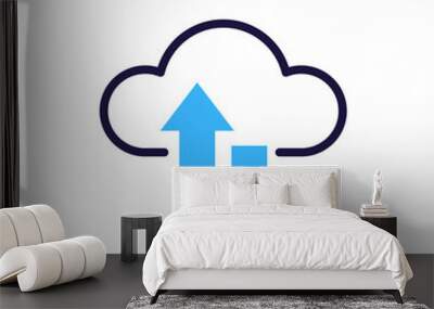 Cloud tech download and upload icon with two arrows. Vector graphic design element symbol Wall mural