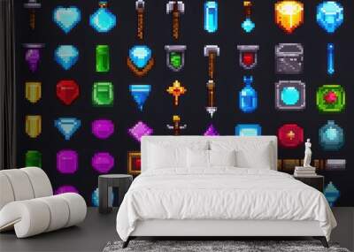 gaming icons, RPG, games Generative IA Wall mural