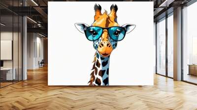 illustration of a giraffe, white background Wall mural