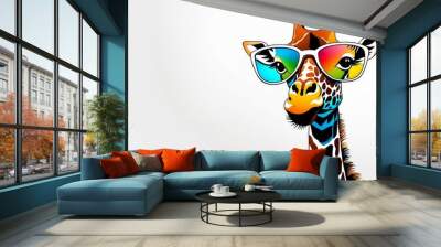 illustration of a giraffe, white background Wall mural