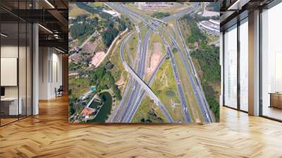 Junction of Rodovia dos Bandeirantes and Rodovia Anhanguera in São Paulo, Brazil. Wall mural