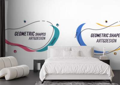 Set of modern organic shapes. Fluid vector trendy elements. Template graphics with geometric speech bubbles and banners with frames to put your own text Wall mural