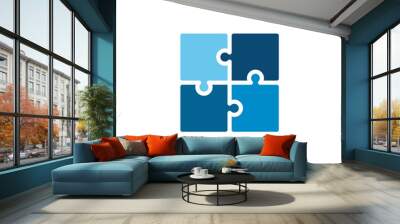 Trendy flat corporate blue puzzle icon. Vector illustration of four puzzle matching pieces for concepts of games, toys, business and start up strategies and solutions Wall mural