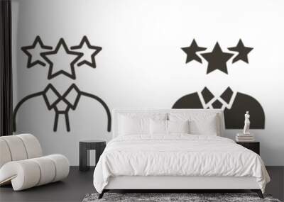 Vector icon in 4 different styles. Person with 3 stars on his head. Employee of the month, loyalty rewards or premium subscription Wall mural