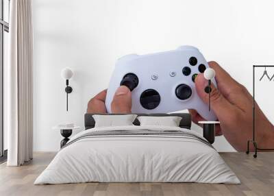 White controller of new video game console. On white background. Wall mural