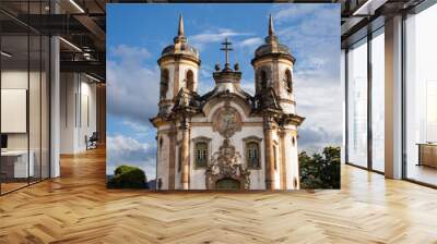 Front view of the Church of Saint Francis of Assisi, a beautiful Rococo Catholic church in Ouro Preto, Minas Gerais, Brazil - Igreja de São Francisco de Assis na cidade de Ouro Preto, MG, Brasil Wall mural