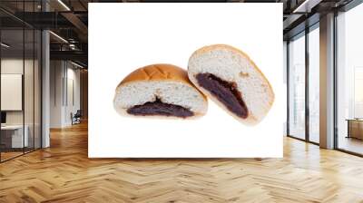 Slices of bread inside are red bean isolated, with clipping path Wall mural