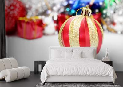 Christmas Decoration. Holiday Decorations on bokeh Background; C Wall mural