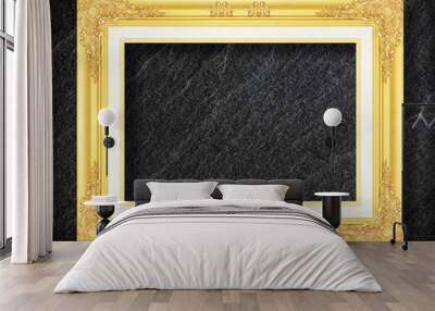 gold frame on black slate background Wall mural