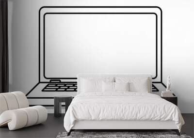 laptop isolated on white, Line icon of laptop on white background, vector graphic illustration, trendy design. Wall mural