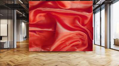 Red fabric silk texture for background Wall mural