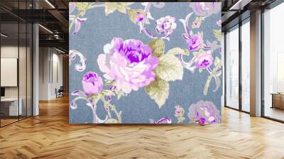 vintage style of tapestry flowers fabric pattern background Wall mural