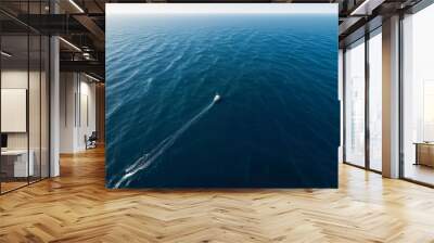 water surface, sea waves, boat, water surface background Wall mural