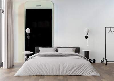 A white smart phone, sim card tray and small paper simulated as a SIM card on white background Wall mural