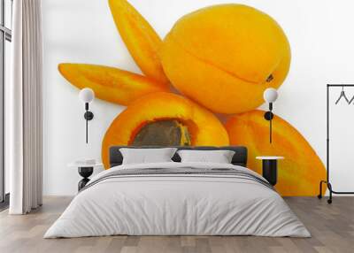 Sweet and healthy apricot on white background, fresh fruits Wall mural