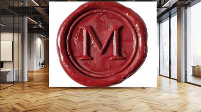 Red wax seal of alphabet M isolated on transparent background.	
 Wall mural