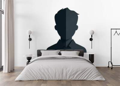 A simple and modern silhouette icon of a male avatar in a minimalist design isolated on white background..  Wall mural