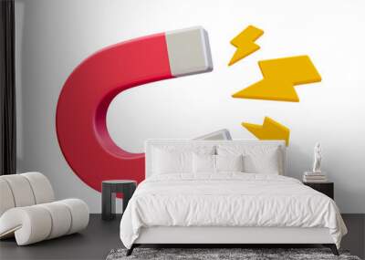 3d minimal customer attraction concept. magnet with lightning icon. 3d illustration. Wall mural