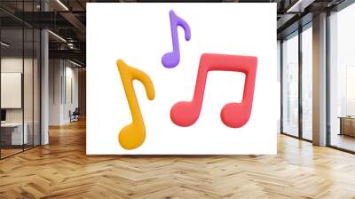 3d minimal music notes. melody icon. 3d illustration. Wall mural