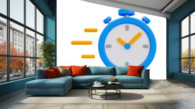 3d minimal time management concept. urgent work. fast service. A stopwatch. 3d illustration. Wall mural