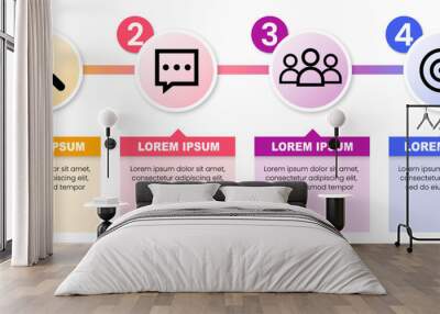 Vector infographic design template. Business flow chart. the sequence of steps arranged horizontally. vector illustration. Wall mural